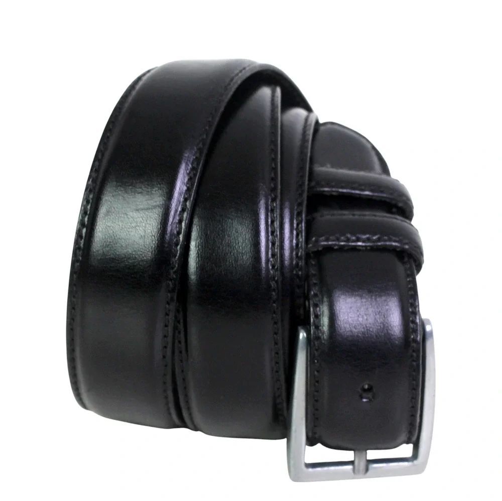 Eddie Bauer BLACK REAL LEATHER 1 1/4"Wd STITCH DRESS CASUAL MEN'S BELT Sz 42(B25